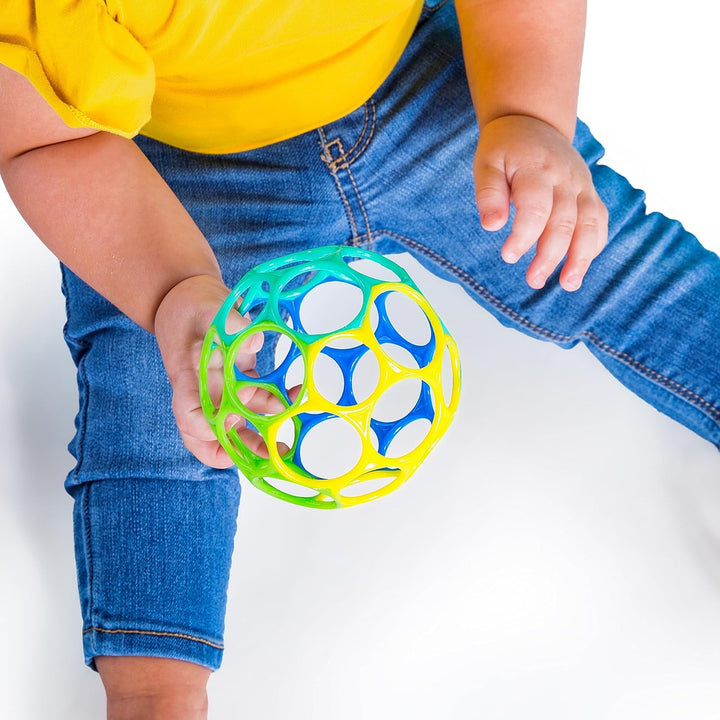 Oball Easy Grasp Classic Ball Infant Toy in Blue/Green, Age Newborn and Up, 4 Inches