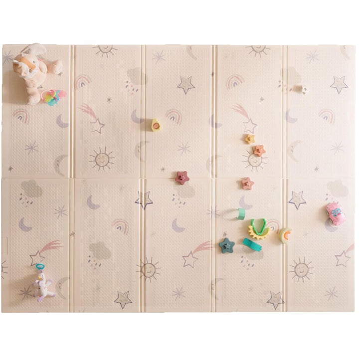 Reversible Baby Floor Mat - Foldable and Lightweight Baby Play Mat for Floor - Easy Storage and Travel - Stars and Sky