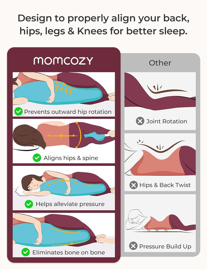 Pregnancy Pillows for Side Sleeping, J Shaped Maternity Body Pillow for Pregnancy, Soft Pregnancy Pillow with Jersey Cover for Head Neck Belly Support, Grey