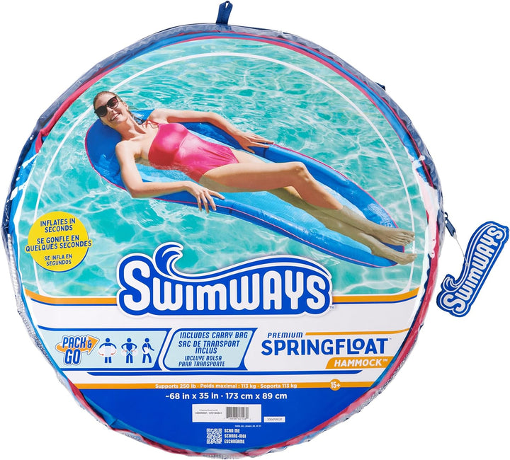 Spring Float Premium Hammock Pool Lounger, Inflatable Pool Floats Adult with Fast Inflation for Ages 15 & Up