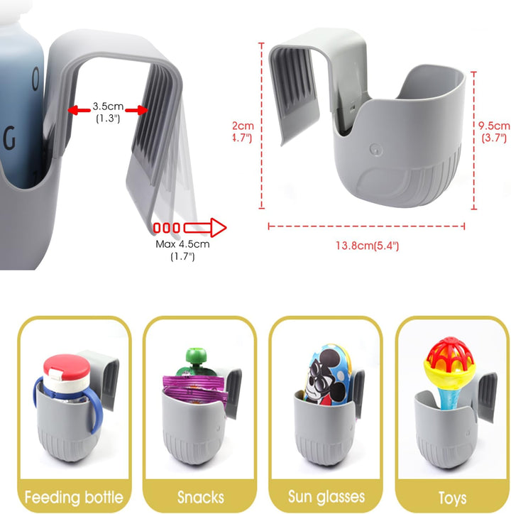 Child Cup Holder for Convertible Car Seats, Car Seat Cup Holder, Baby Stroller Cup Holer Wheelchair Cup Holder, Child Cup Holders Compatible with the Majority of Car Seat Models – Grey