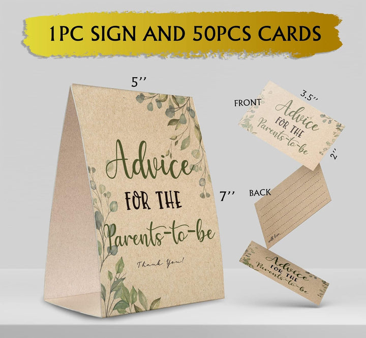Advice for the Parents-To-Be Sign, Baby Shower Advice Game Kit (1 Standing Sign + 50 Advice Cards), Baby Showers Decorations-Npzad02
