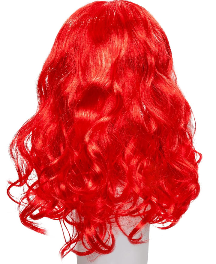 Mermaid Wig for Girls Costume Accessories Halloween Princess Cosplay Long Curly Red, M