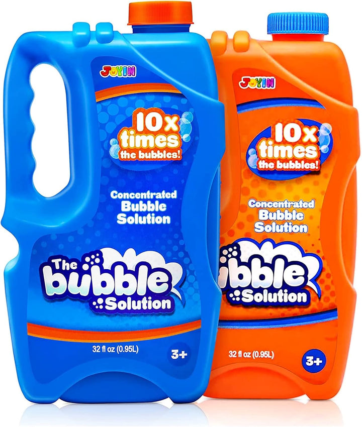 2 Bottles Bubbles Refill Solutions 64 Oz (Up to 5 Gallon), Concentrated Solution for Bubble Machine, Gun, Wand Refill Fluid Summer, Easter Toys(Orange+Blue)