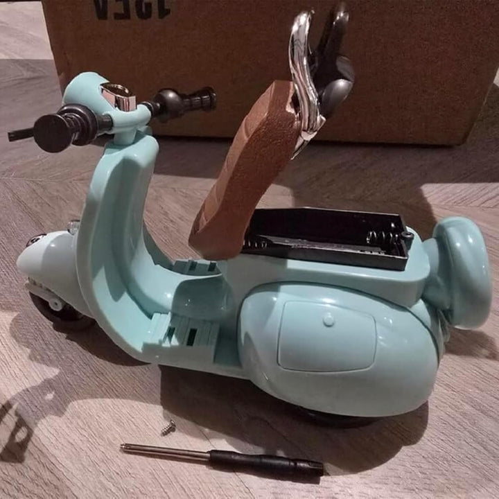 17Cm Doll'S Electric Scooter, Playful Accessory with Music & Lights, 360° Rotatable Plastic Ride, Batteries & Screwdriver Included (White)