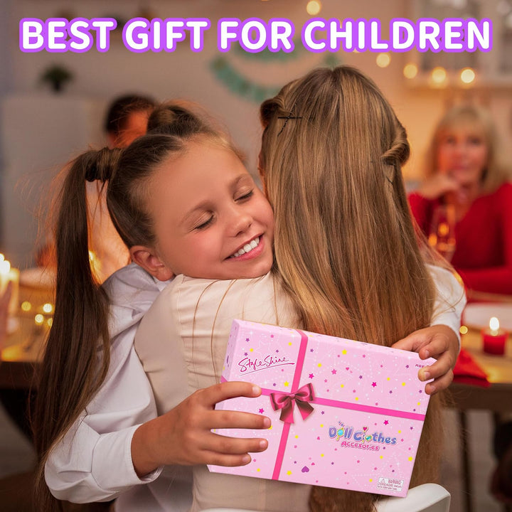 56 Pcs Doll Clothes and Accessories,2 Wedding Gowns 2 Evening Dresses 6 Fashion Dresses 4 Set Casual Outfit Top and Pant 2 Swimsuit,20 Hanger 10 Shoe 10 Accessories Toys for Girls Kid Gift