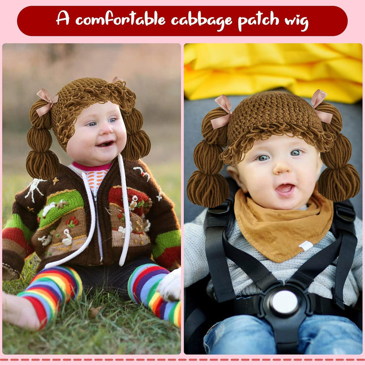Halloween Cabbage Patch Costume Baby Yarn Wig for Girl Infant Baby Cabbage Patch Dolls Wigs for Boys Girls Infant Costume(Brown)
