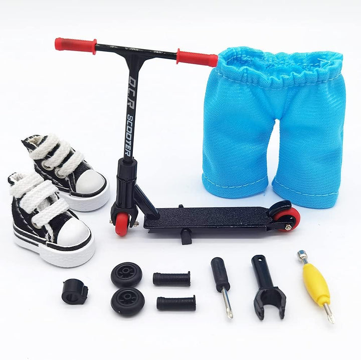 Finger Scooter with Tools and Shoes - Board Accessories Pack 1 Black Toy for Kids (Black Scooter)