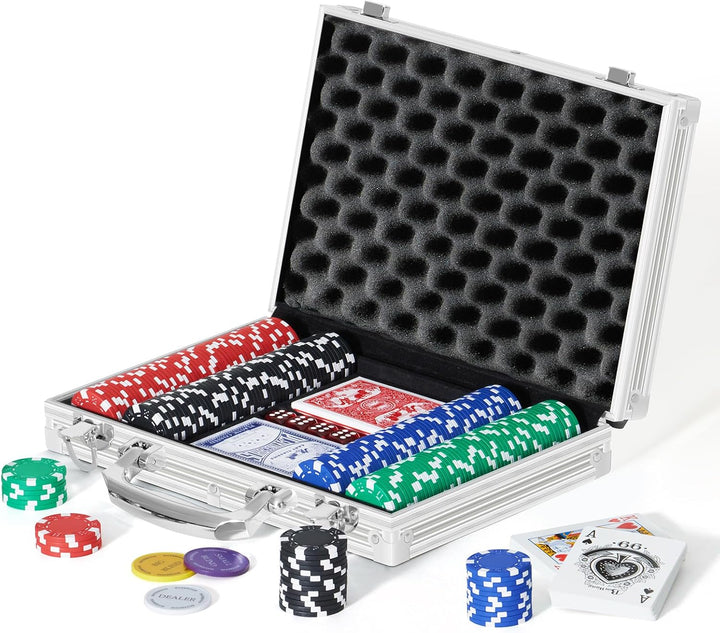 Poker Chips,200Pcs Poker Set with Aluminum Travel Case,11.5 Gram Poker Chips Set for Texas Holdem Blackjack Gambling