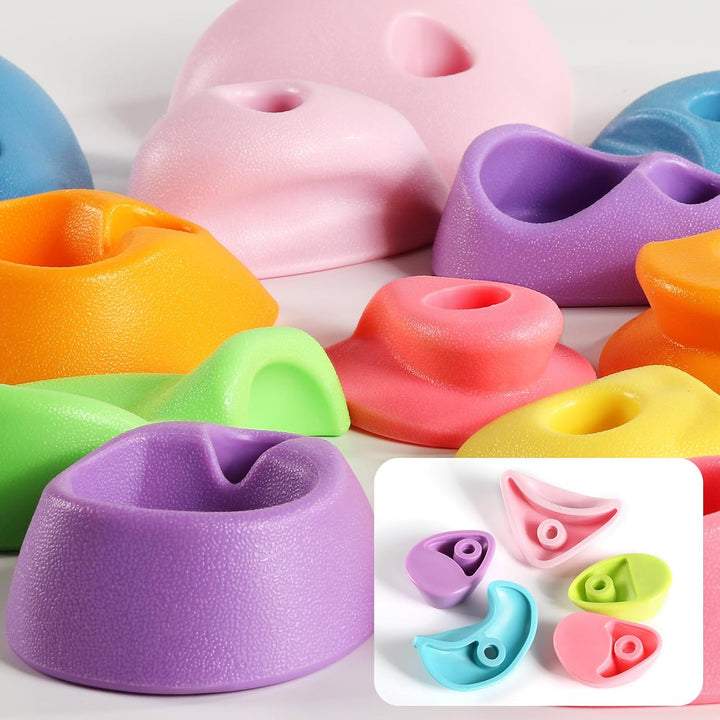 32 Rock Climbing Holds Multi Size for Kids, Adult Rock Wall Holds Climbing Rock Wall Grips for Indoor and Outdoor Playground Play Set