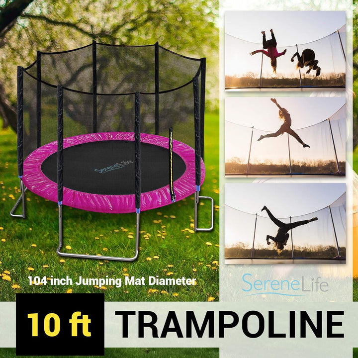 8FT 10FT 12FT 14 FT Trampoline Outdoor – Heavy-Duty Backyard Trampoline for Kids and Adults with Wide Jumping Surface, Stable L-Shaped Legs, Safety Net, ASTM Approved, Supports 264 Lbs
