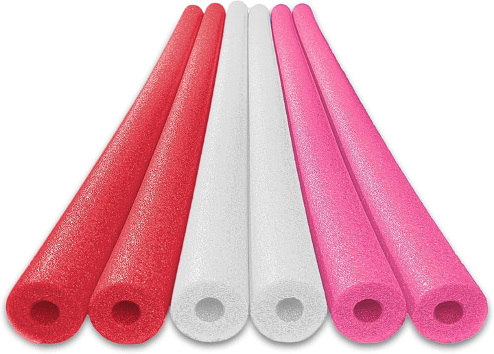 6 Pack Foam Pool Noodles – 48” X 2.5” Hollow Core – Extra Dense, Durable – Made in North America