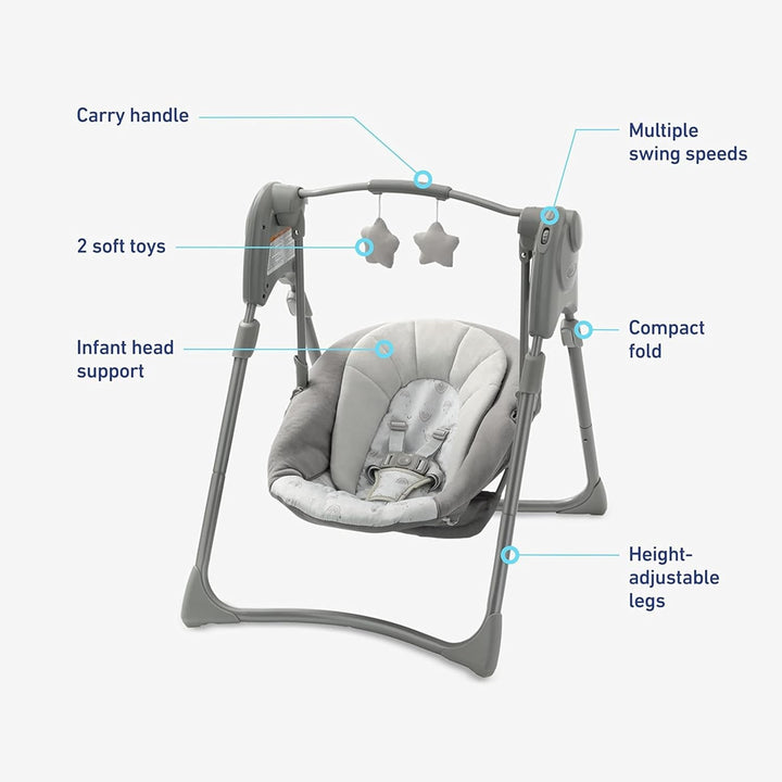 Slim Spaces Compact Baby Swing, Reign