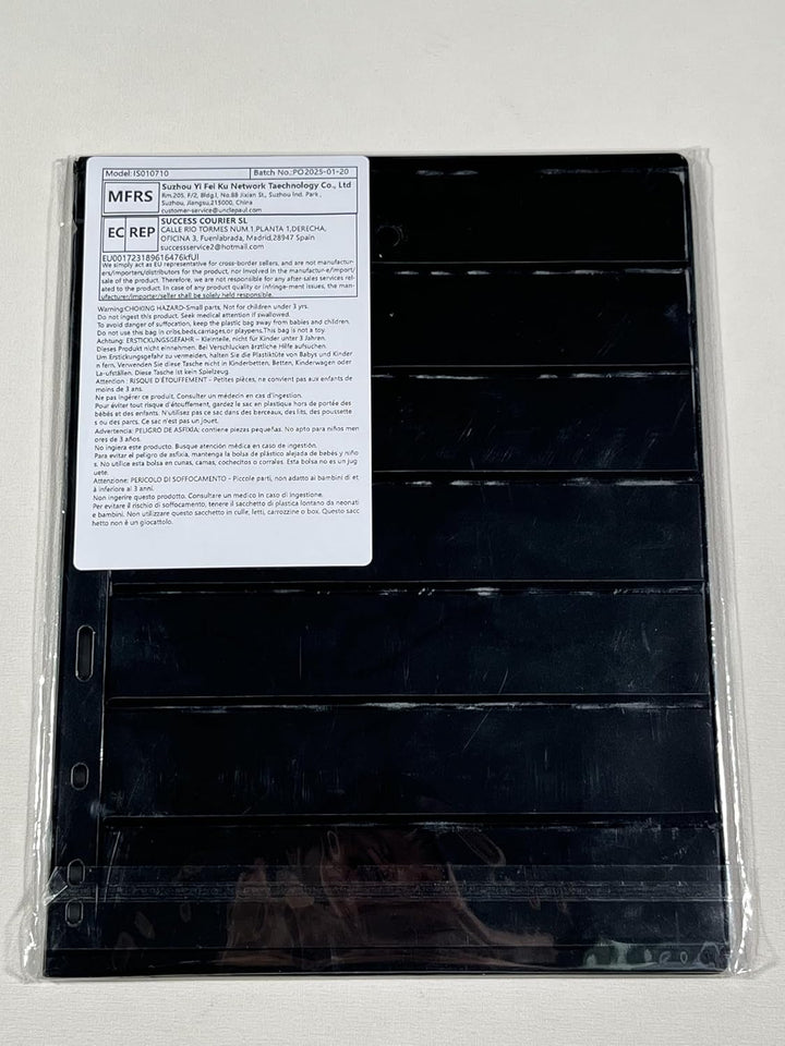 10 Sheets 20 Pages Postage Stamp Album Pages, 7 Pockets 7.7X 1.35In Stamp Collection Inserts, 9 Hole Standard Stamp Collecting Album Sleeves for Stamp Collection Binder IS010710