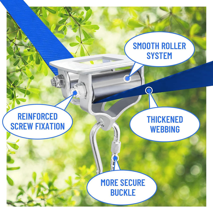Zip Ine Kit for Kids,Stainless Steellackline Pulley Slider with Swing Seat Zip Line,Kids Zipline Kit for Backyard with 60Ft Ninja Slackline
