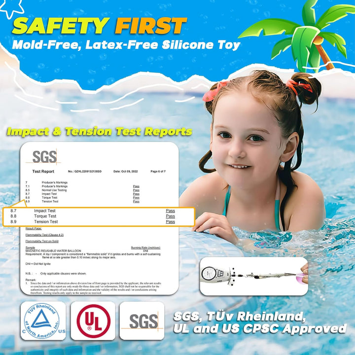 6 PCS Reusable Water Balloons, Refillable Magnetic Water Balls for Outdoor Games, Self Sealing Water Splash Bomb Quick Fill for Summer Fun, Pool Beach Toys for Kids Ages 3-12