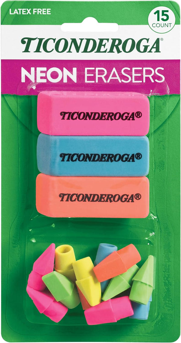 Office & School Eraser Combination Set, 15 Eraser Multi-Pack, Multicolored (38931)
