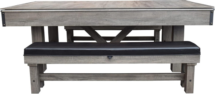 Logan 7-Ft Pool Table Combo Set with Benches - Rustic Gray with Blue Felt, Barnwood