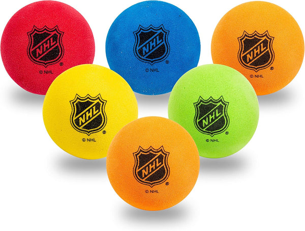 Mini - Indoor Floor Hockey Balls for Kids - 6 Soft Foam Balls - Assorted Colors