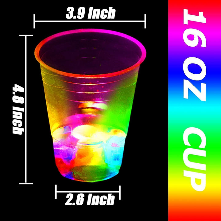 16Oz Glowing Party Cups for Indoor Outdoor Party Event Fun,Light up Flashing Cups for Night Event Favor Decorations Supplies