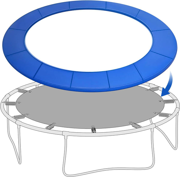 Trampoline Pad Replacement 12Ft 15Ft 0.6'' Thick Universal Trampoline Safety Padding Spring Cover Waterproof and Comfortable for Outdoor Indoor, No Hole for Pole