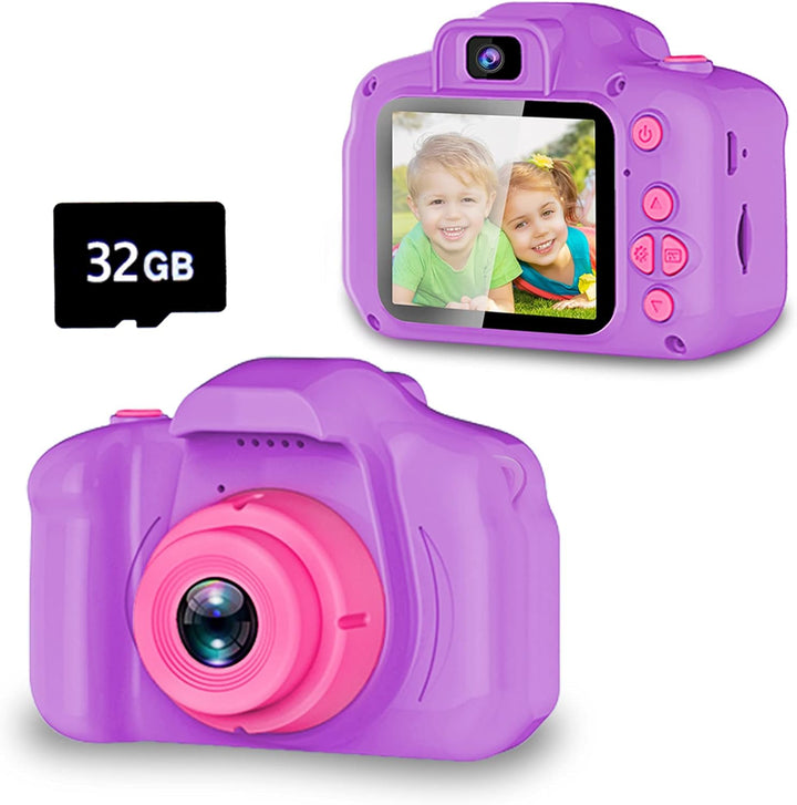 Upgrade Kids Selfie Camera, Christmas Birthday Gifts for Boys Age 3-9, HD Digital Video Cameras for Toddler, Portable Toy for 3 4 5 6 7 8 Year Old Boy with 32GB SD Card-Navy Blue