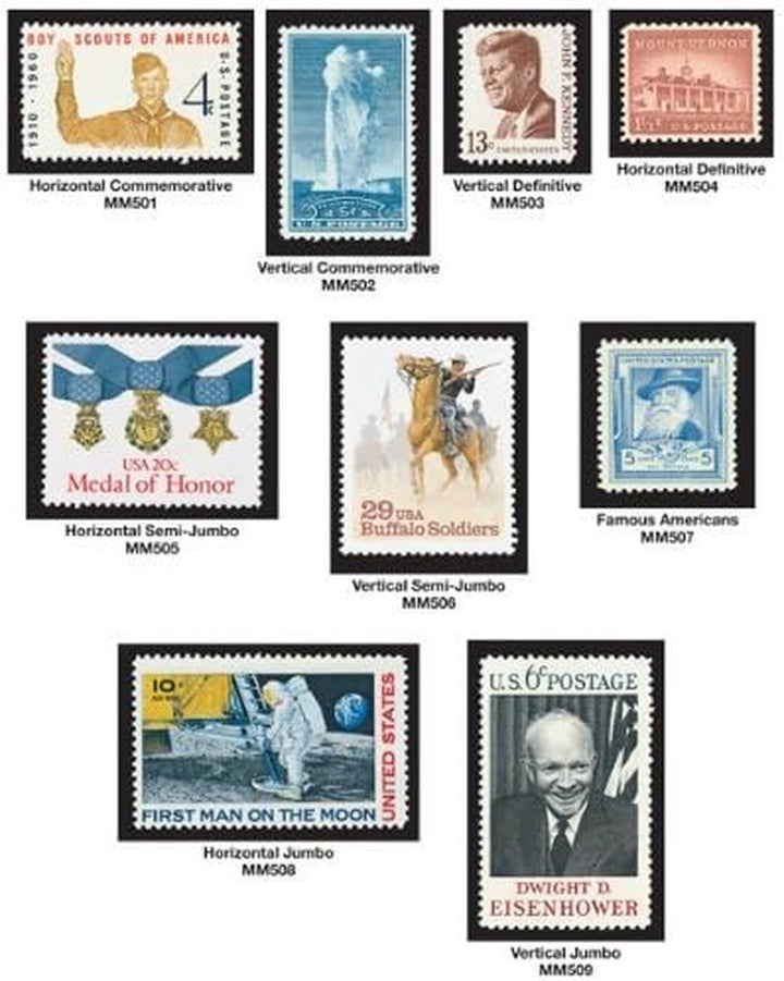 Mystic Stamp Company 450 Black Stamp Mounts with Split-Back Value Pack 10 Different Sizes