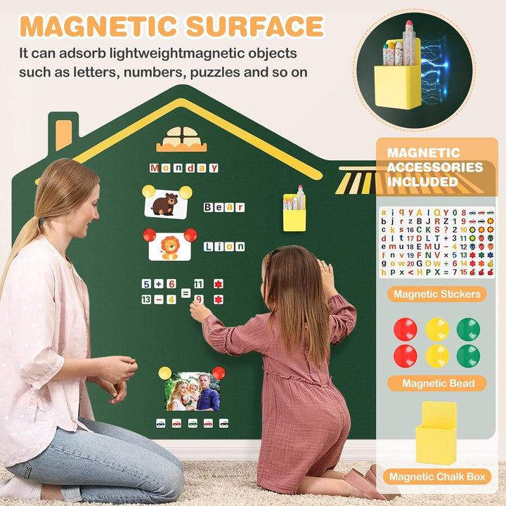 Magnetic Wall Decal for Kids, 35"X47" Self Adhesive Magnetics Chalkboard Wall, Magnetic Wallpaper Stickers Board with Wipe Cloth, Stickers Etc. for Kids Playroom, School, Home Decor.
