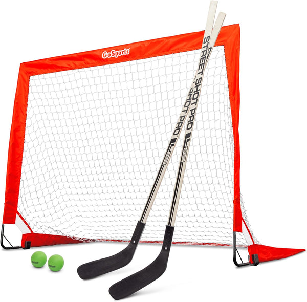 Hockey Street Set - Includes Pop-Up Goal and 2 Hockey Sticks with 2 Balls
