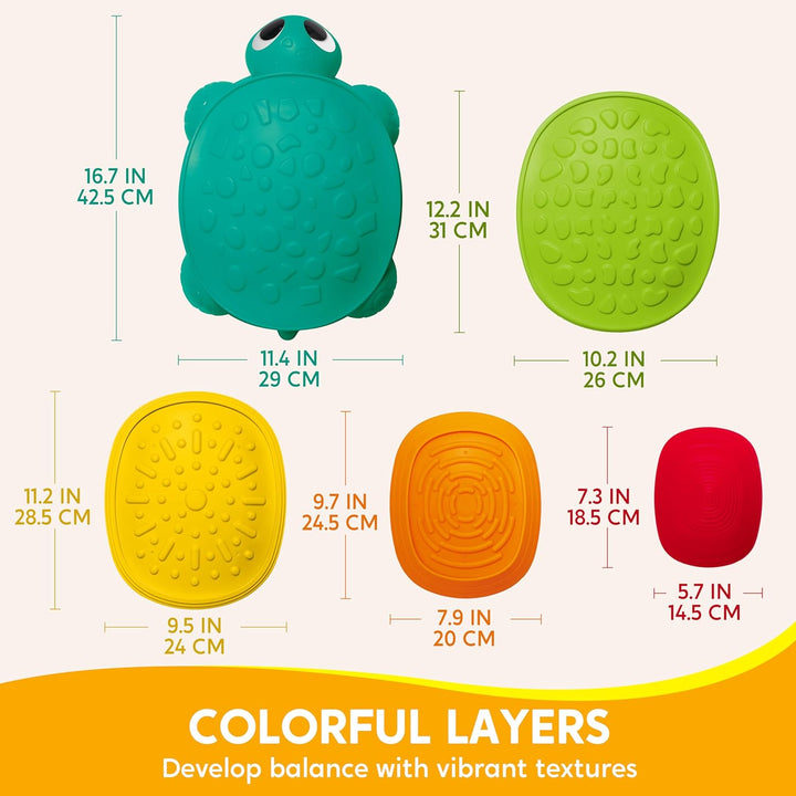 5 Pcs Turtle Balance Stepping Stones, Kids Turtle Path Jumping Stones, Toddler Obstacle Course Coordination Game Toys Indoor or Outdoor Play for Kids Aged 3+