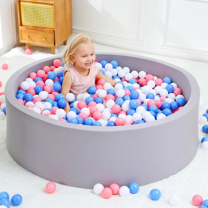 Foam Ball Pit for Toddlers, Large Baby Ball Pit for Babies with Soft Memory Sponge, Indoor Outdoor Baby Playpen, Kids Play Ball Pool, Gift Toys for Infants Boys and Girls (Gray, NO Balls)
