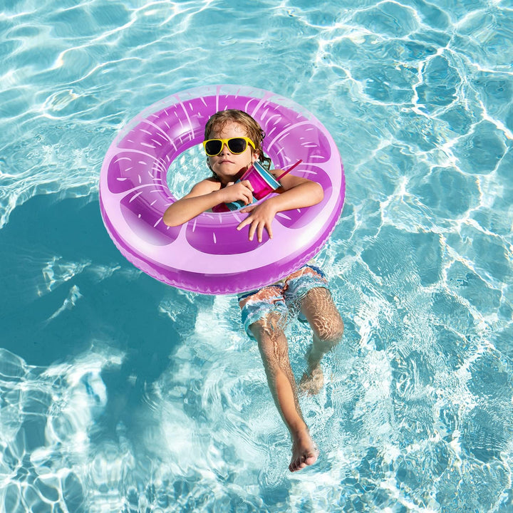 6 Pack Pool Floats Kids, Pool Swim Tubes Rings(4 Pack) - 4Pcs Inflatable Big Floaties Beach Swimming Toys with 2Pcs Beach Balls for Adults Raft Floaties Toddlers