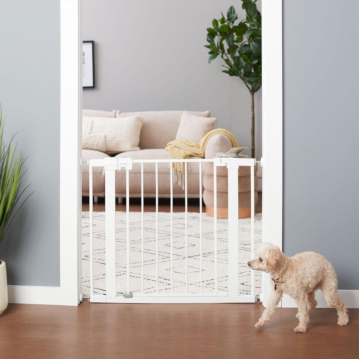 Easy Install Walk Thru Baby Gate for Doorways, Gate with Door, Dog Gates, Fits 29"-38", Easy Install 28" Tall, White