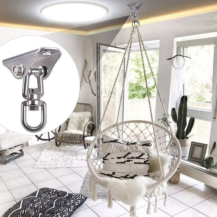 Stainless Steel Swing Hanger Heavy Duty Ceiling Swing Mount Free Swivel Swing Hook Swing Hardware Kit for Yoga Swing Hammock Chair Porch Swing Sets Heavy Punching Bag 1000 LB Capacity