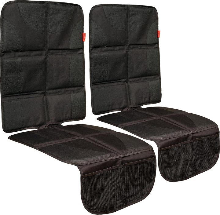Car Seat Protector for Baby Car Seat - Thick Padding - Seat Protector under Baby Car Seat with 2 Mesh Storage Pockets - Black Waterproof Baby Car Seat Protector - Non-Slip Padded Backing