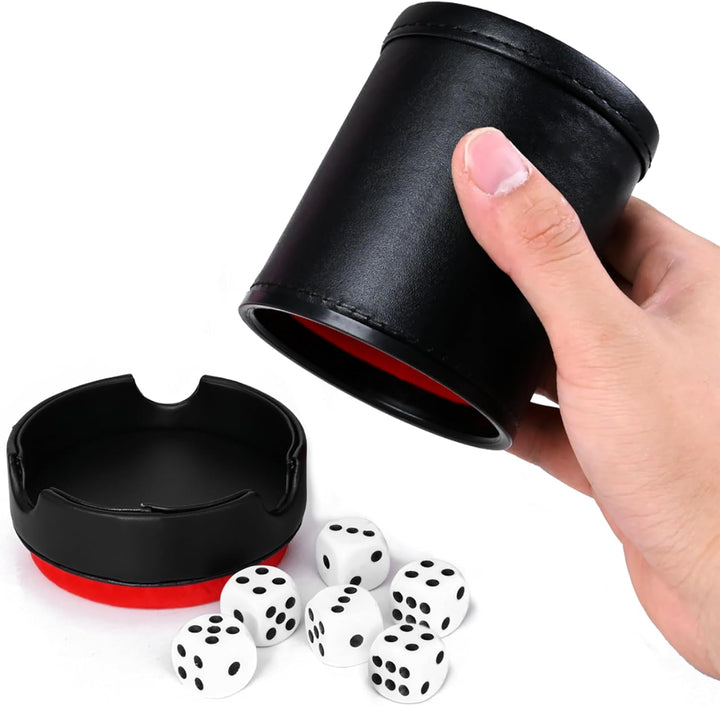 Felt Lined Professional Dice Cup - with 6 Dices Quiet for Yahtzee Game