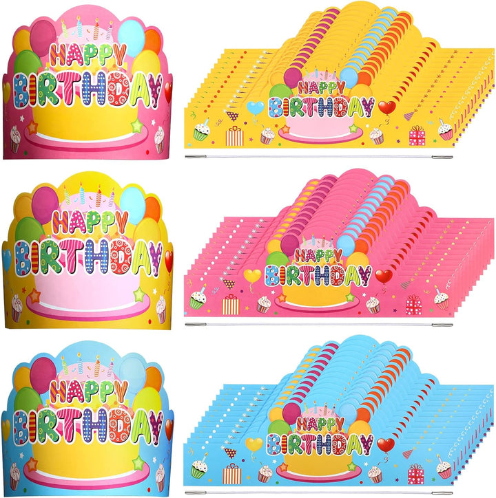 36 Pcs Happy Birthday Crowns for Kids Paper Birthday Hat Crowns for Classroom Gifts Kids' Party(Colorful)