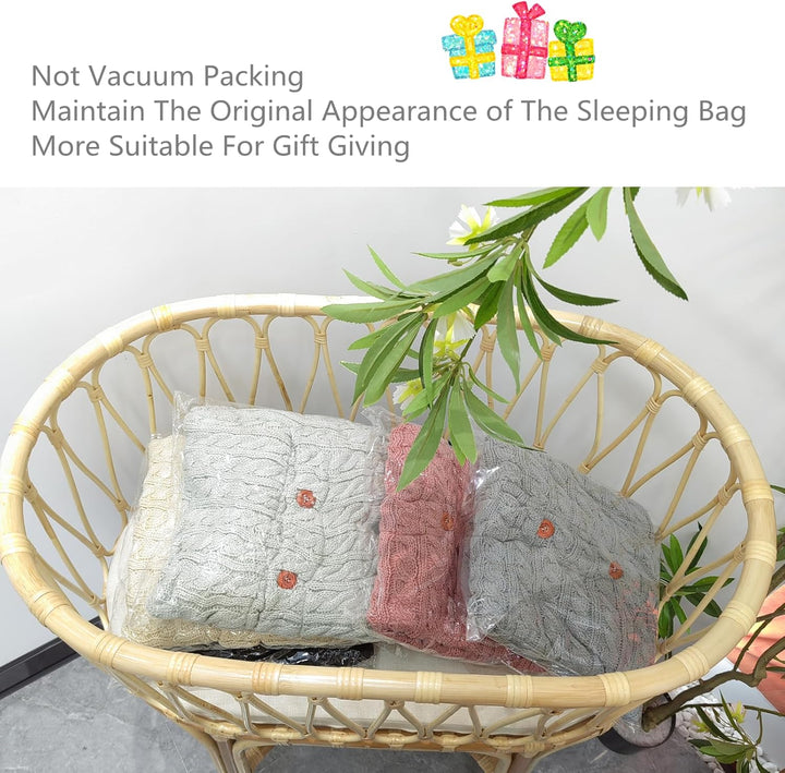 Warm Baby Sleeping Bag Envelope Winter Kid Sleepsack Footmuff Stroller Knitted Sleep Sack Newborn Knit Wool Swaddling Blanket (Gray)