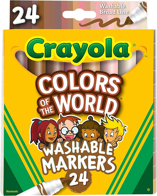 Colors of the World Markers (24 Count), Skin Tone Markers for Kids, Coloring Book Supplies, Skin Colored Markers, Gifts for Kids