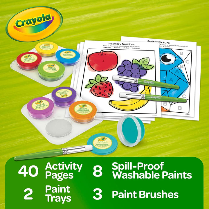 Spill Proof Paint Set (8Ct), Washable Toddler Paint Kit, Includes Brushes, Pots, Activity Pages, Toddler Gift, Ages 3+