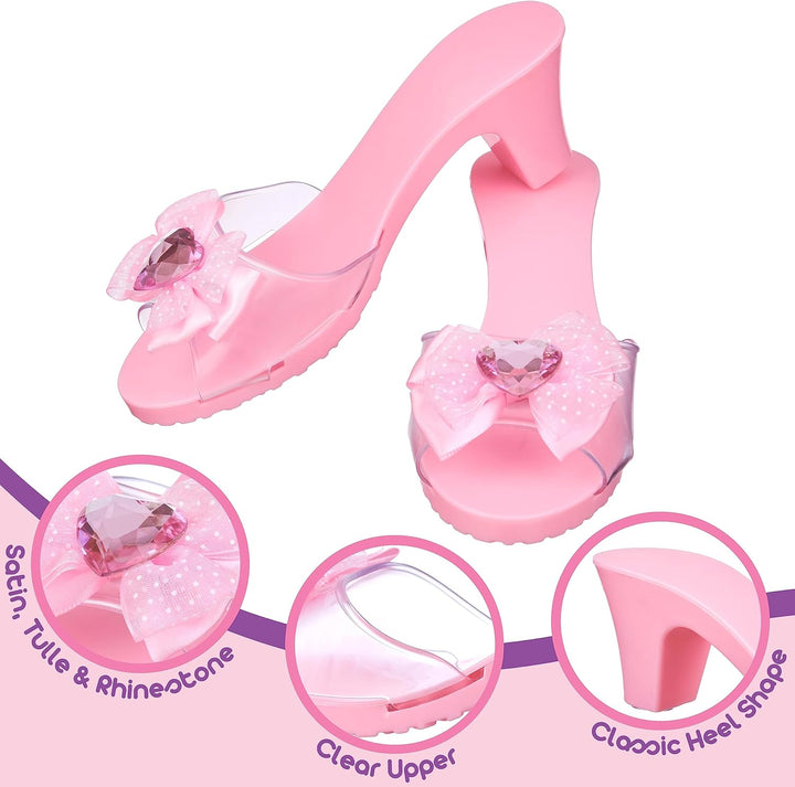 3-Pack Princess Shoe Set - Dress up Royalty Kids Heels Slip on Shoes - Pastel Colored Princess Dress up Shoes, Pretend Play High Heels for Kids - Fits Toddler Size 7-10