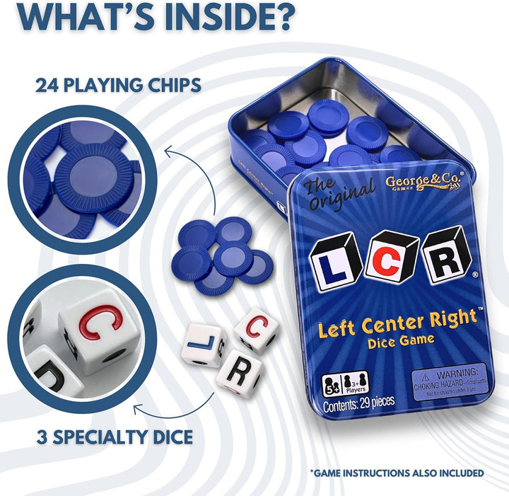 ® Left Center Right™ Dice Game - Blue Tin