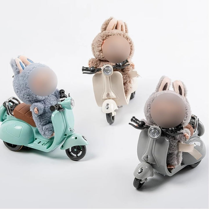 Scooter for Labubu, Scooter Toy with Light and Music, Interactive Rotating Toy Decor Desktop Ornaments(Blue)