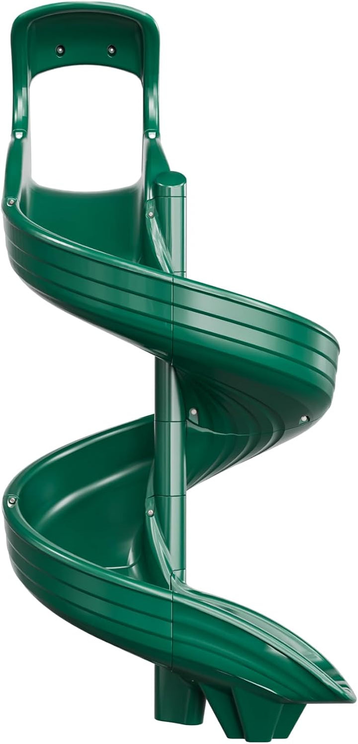 Playground Slide for Kids - Big Spiral Outdoor Slide Attachment for Treehouse or Deck - Plastic Playset Slide for Playground or Backyard with Open Twisty Design - Exit Right - 5 Ft - Gray