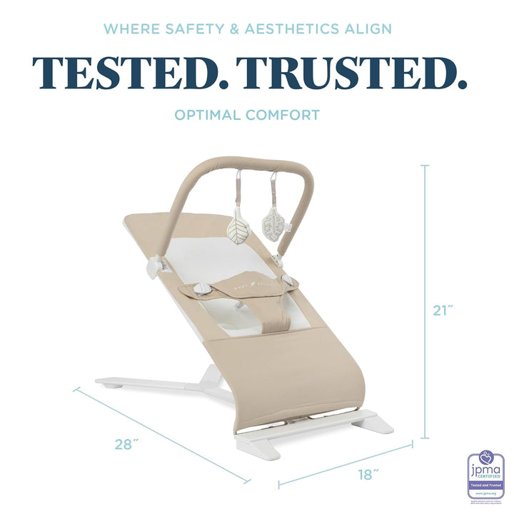 Alpine Deluxe Portable Bouncer, Infant, 0-6 Months, 100% GOTS Certified Cotton Fabrics, Organic Oat