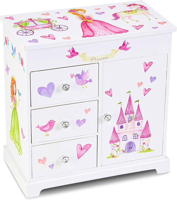 Jewelry Box for Girls with 3 Drawers - Musical Princess Jewelry Box with Spinning Doll and Dance of the Sugar Plum Fairy Tune - Appreciated Gifts for Kids - 9.5 X 7.75 X 9.5 Inches