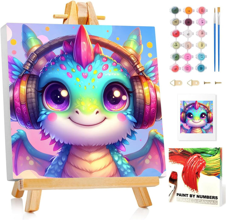 Paint by Numbers Kit for Kids with Frame, Sea Turtles Paint by Number with Frame, Paint by Number Kids Age 5-8-12 for Gifts and Home Decor (8X8Inch)