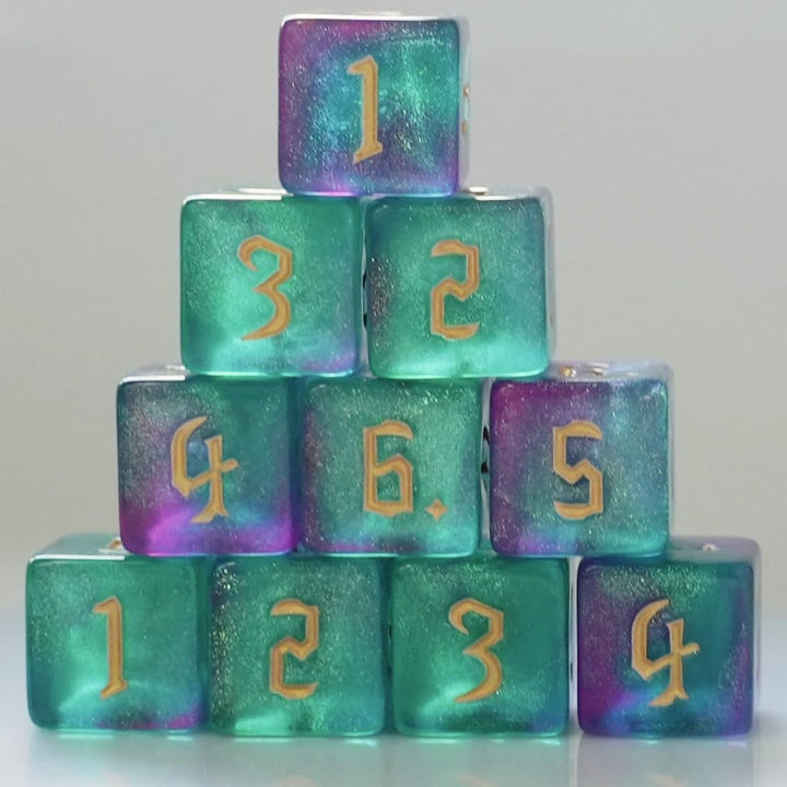 10 PC D6 Dice 16Mm Acrylic Dice Set for RPG MTG DND Dice Table Games and Board Games (Pink + Blue)
