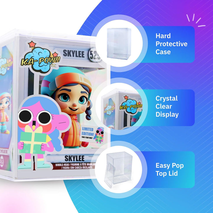2-Pack Clear Hard Plastic Premium Funko Pop Protector Display Cases for 4" Figures, Made in USA, Stackable Display Cases by