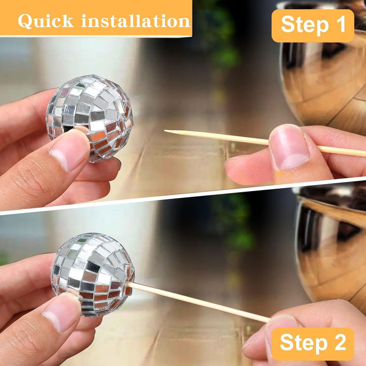 36 Pcs Disco Ball Cake Toppers Happy Birthday Cake Topper 1970S Disco Ball Cake Picks Disco 70S Party Decorations Disco Party Decorations